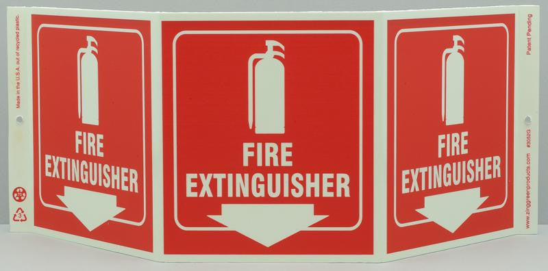 ZING Safety Sign "Fire Extinguisher" Standard Triview - Glow - 3052G