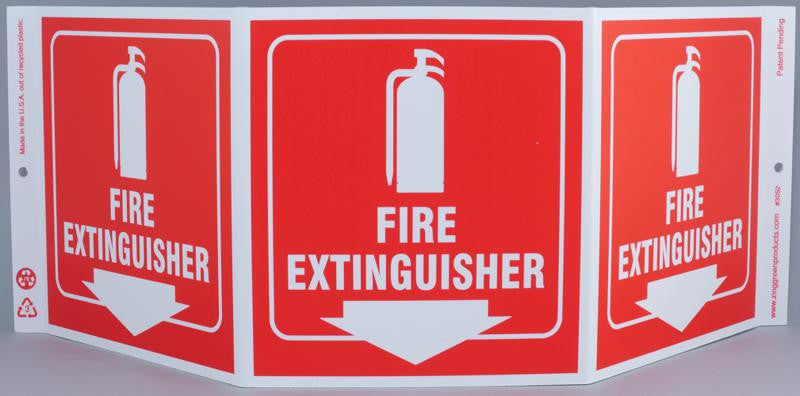 ZING Safety Sign "Fire Extinguisher" Standard Triview - official Zing product image 1