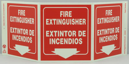 ZING Safety Sign "Fire Extinguisher" Standard Triview, Bilingual - 3053