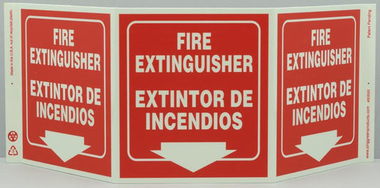ZING Safety Sign "Fire Extinguisher" Standard Triview, Bilingual - 3053