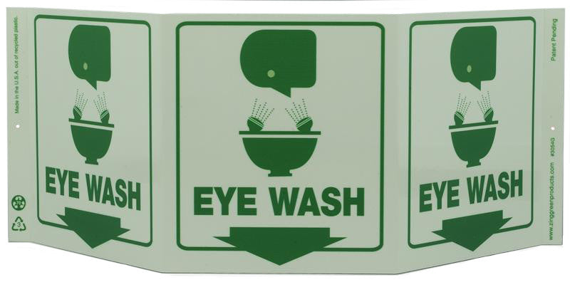 ZING Safety Sign "Eye Wash" Standard Triview - Glow - official Zing product image 1