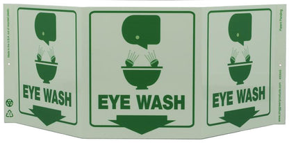 ZING Safety Sign "Eye Wash" Standard Triview - Glow - 3054G
