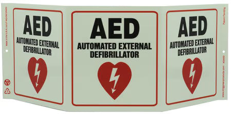 ZING Safety Sign "Aed" Standard Triview - Glow