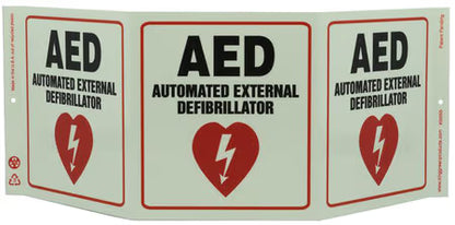 ZING Safety Sign "Aed" Standard Triview - Glow