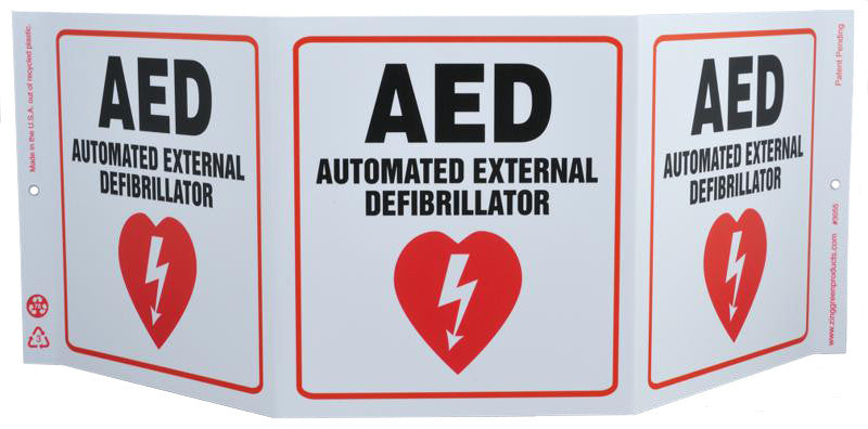 ZING Safety Sign "AED" Standard Triview - official Zing product image 1