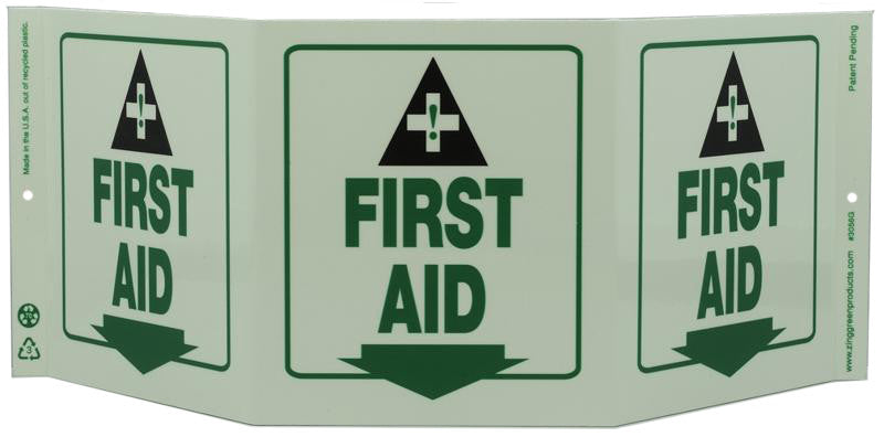 ZING Safety Sign "First Aid" Standard Triview - Glow - official Zing product image 2