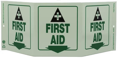 ZING Safety Sign "First Aid" Standard Triview - Glow