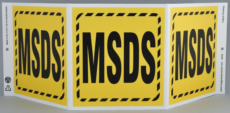 ZING Safety Sign "Msds" Standard Triview - official Zing product image 1