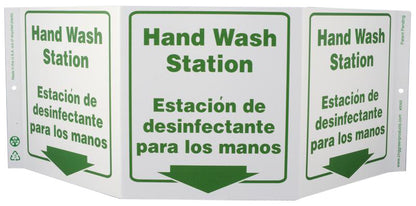 ZING Safety Sign "Hand Wash Station" Standard Triview, Bilingual - 3063