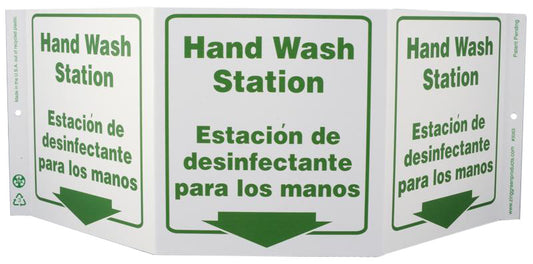ZING Safety Sign "Hand Wash Station" Standard Triview, Bilingual - official Zing product image 1