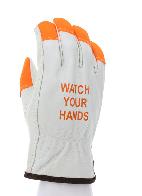 3215HVI_ - 3215HVIL - 30681 - 360 - Leather driver work gloves – MCR Safety Group 3215HVI – grain cowskin leather with orange