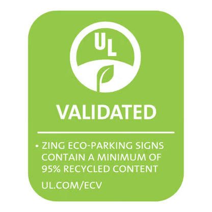 ZING Parking Sign, Emergency And Authorized Vehicles Only Lettering On