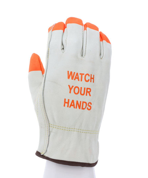 3215PI_ - 3215PIL - 30710 - 360 - Leather driver work gloves – MCR Safety Group 3215PI – grain cowskin leather with orange sa