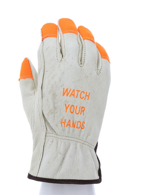 3413HVI_ - 3413HVIS - 30939 - 360 - Leather driver work gloves – MCR Safety Group 3413HVI – grain pigskin leather with orange