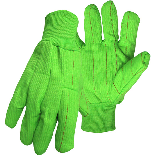 Boss 30PCN – Hi-Vis Polyester/Cotton Corded Double Palm Glove with Nap-In Finish - Knit Wrist