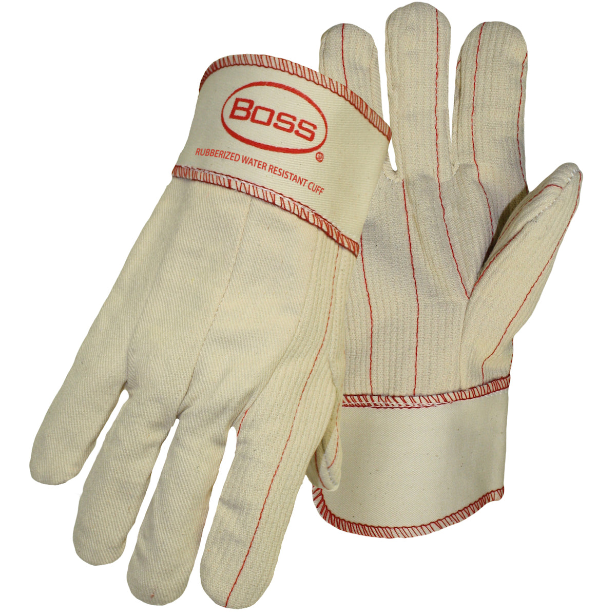 Boss 30SI – Cotton Corded Double Palm Glove with Nap-In Finish - Rubberized Safety Cuff