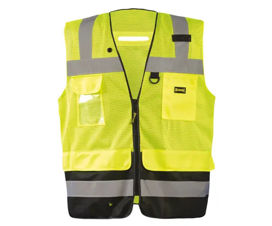 Occunomix Mesh Black Bottom Surveyor Vest W/Zipper Hi-Vis Safety Vests Orange S model LUX-LTGCSBK-OS