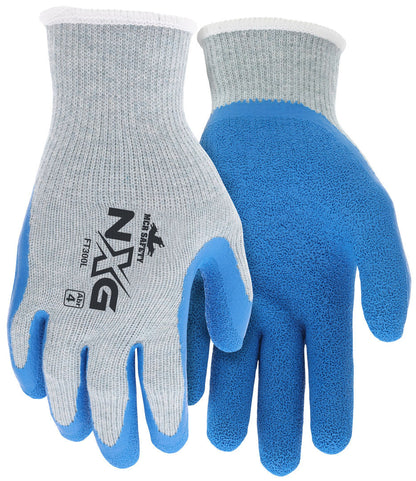 FT300 - MCR Safety NXG® Work Gloves - 10-Gauge Gray Cotton/Polyester Shell - Blue Latex Palm and Fingertips - NXG® Provides Premium Quality, Comfort, and Fit - A Great Choice for Long Workdays