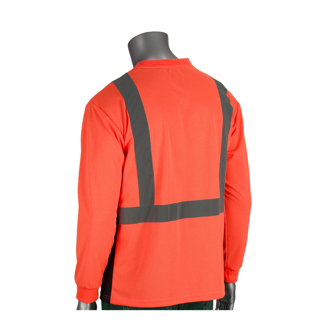 PIP® ANSI Type R Class 2 Long Sleeve T-Shirt with 50+ UPF Sun Protection and Black Bottom Front