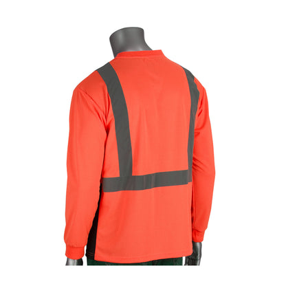 PIP® ANSI Type R Class 2 Long Sleeve T-Shirt with 50+ UPF Sun Protection and Black Bottom Front