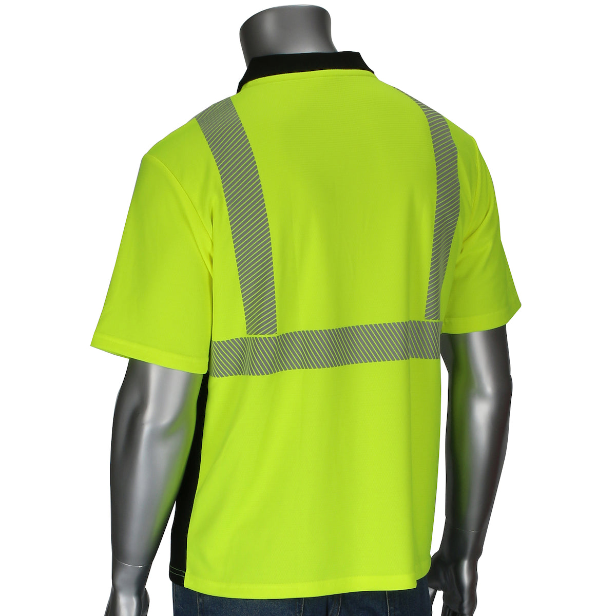 ANSI Type R Class 2 Polo Shirt with Performance Moisture Control Fabric and Black Bottom