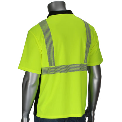ANSI Type R Class 2 Polo Shirt with Performance Moisture Control Fabric and Black Bottom