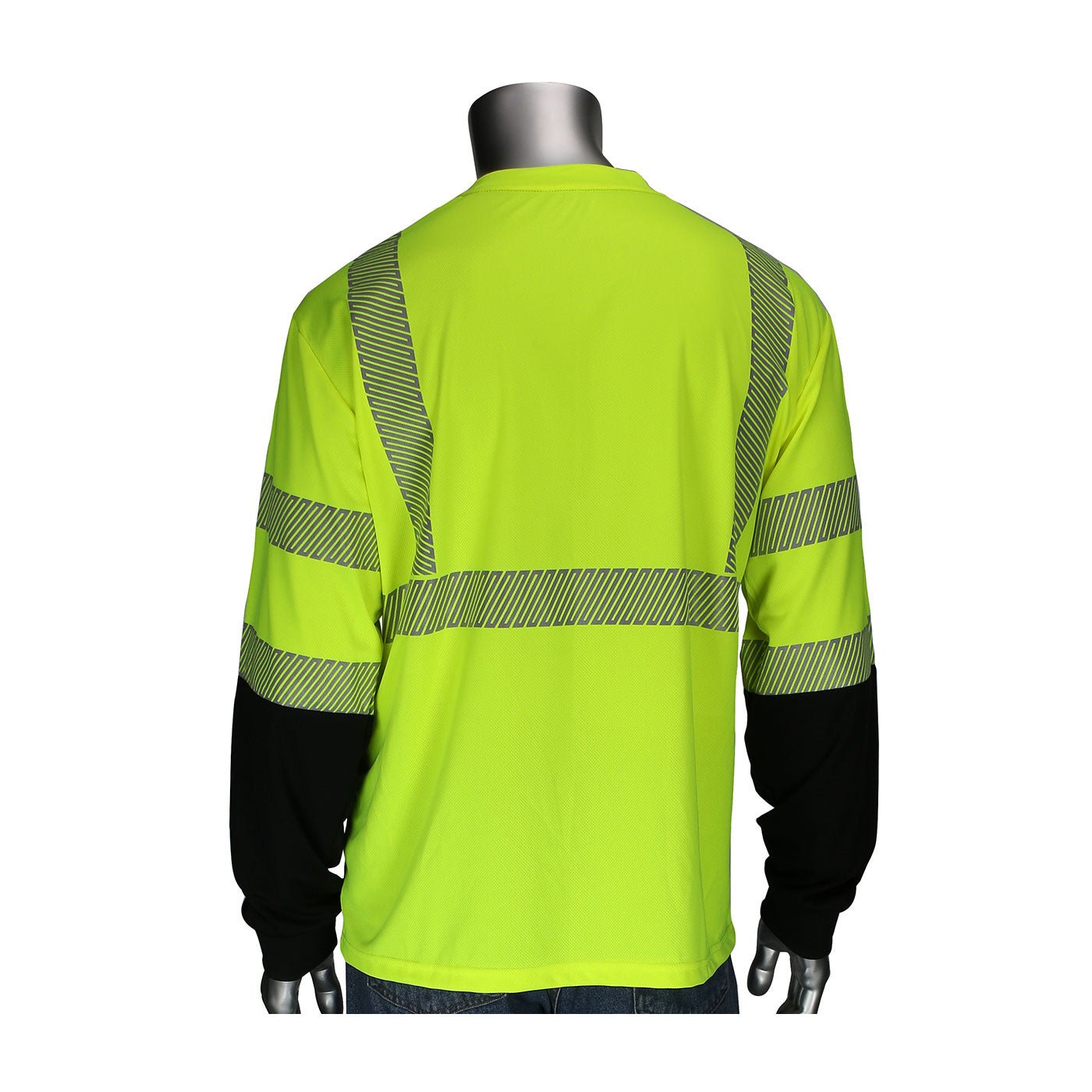 PIP® ANSI Type R Class 3 Long Sleeve T-Shirt with Black Bottom Front