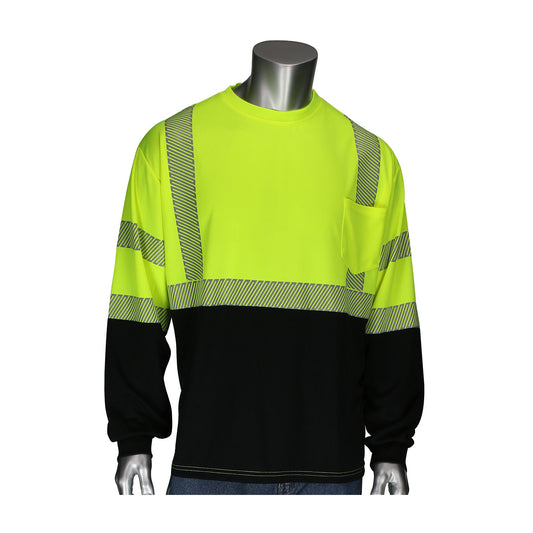 PIP® ANSI Type R Class 3 Long Sleeve T-Shirt with Black Bottom Front