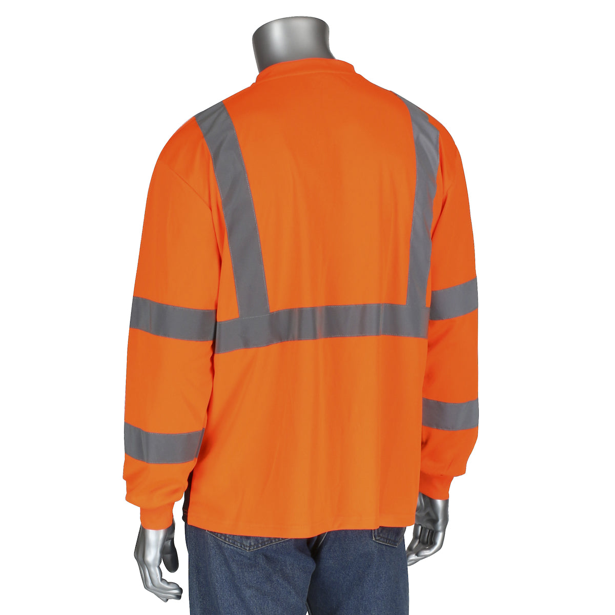 PIP® ANSI Type R Class 3 Long Sleeve T-Shirt with 50+ UPF Sun Protection and Black Bottom Front