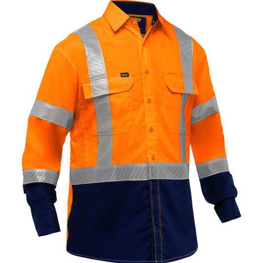 PIP 313M6491H Bisley ANSI Type R Class 3 Long Sleeve Work Shirt with X-Airflow and Navy Bottom - view 4