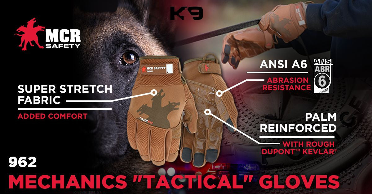 MCR Safety 962 - MCR Safety Mechanics Gloves with TaskFit™ Design - Brown Goatskin Leather Palm - Nylon Spandex Back - Reinforced Steel Cable Rope Channel - Adjustable Hook and Loop Wrist Closure - Rope Channel on Palm Reinforced with Rough Kevlar® — manufacturer image 3