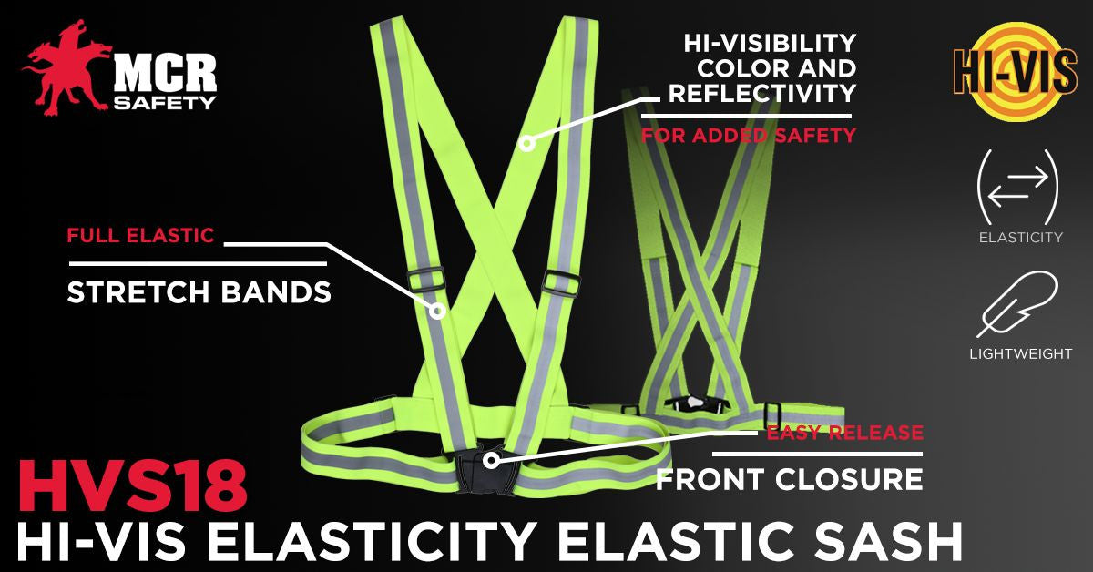 MCR Safety HVS18 - Sash with Full Elastic Stretch Bands - Stretch Silver Reflective Stripes - Adjustable Chest and Waist - Easy Release Front Closure - Fully Adjustable Sash Adds Hi-visibility Color and Reflectivity for Added Safety — manufacturer image 5