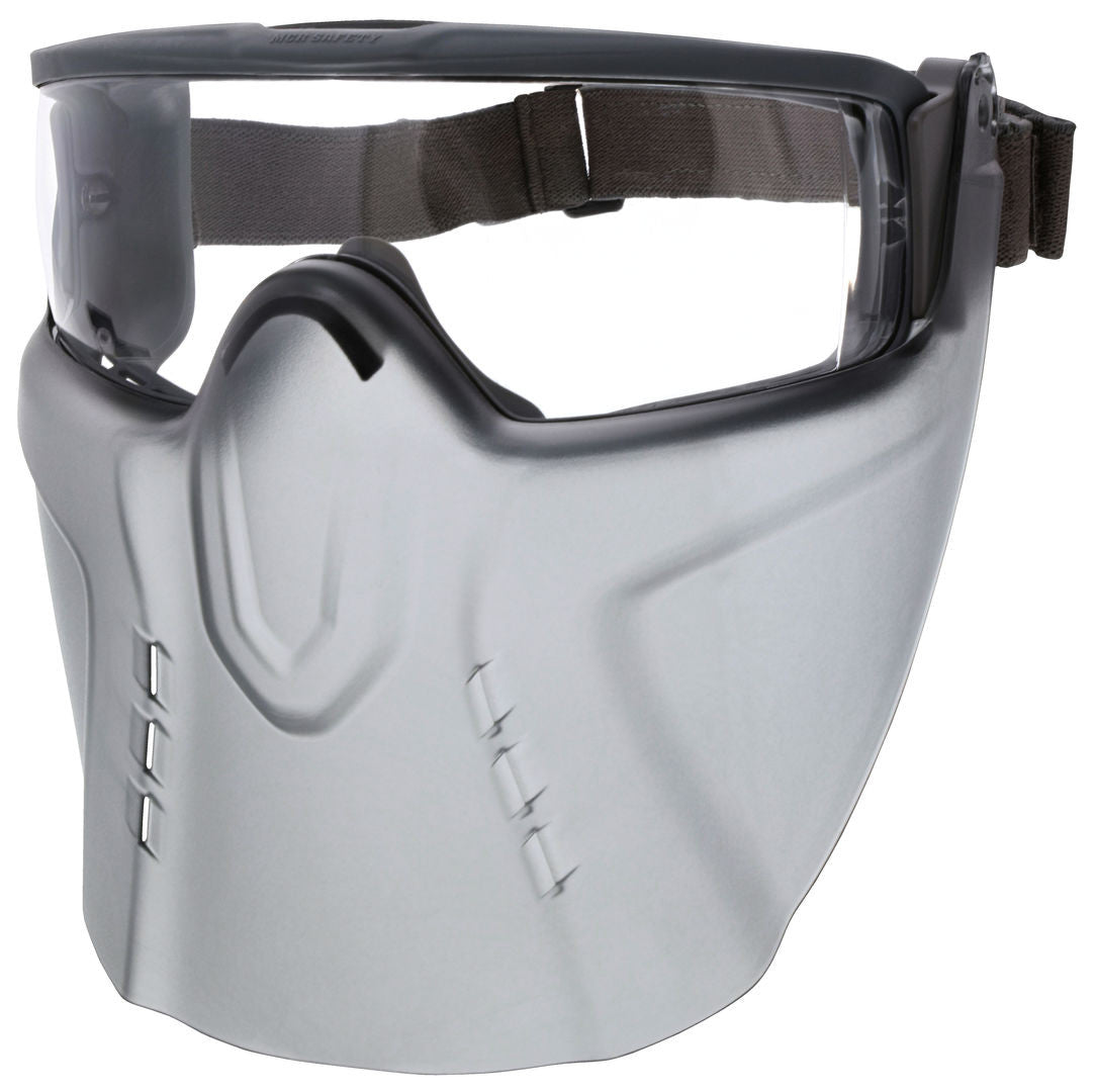 MCR Safety HB4 - Hydroblast­® HB4 Safety Goggles/Face Shield Combo- Clear Lens-Attached Ratcheting Crystal Gray Face Shield-UV-AF® Anti-Fog Coating-Adjustable Elastic Head Band- Dielectric with No Metal Pieces — manufacturer image 4