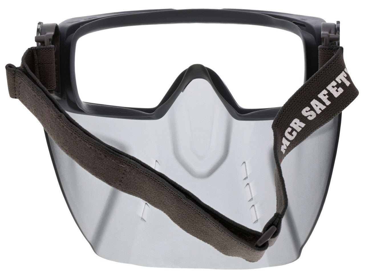 MCR Safety HB4 - Hydroblast­® HB4 Safety Goggles/Face Shield Combo- Clear Lens-Attached Ratcheting Crystal Gray Face Shield-UV-AF® Anti-Fog Coating-Adjustable Elastic Head Band- Dielectric with No Metal Pieces — manufacturer image 5
