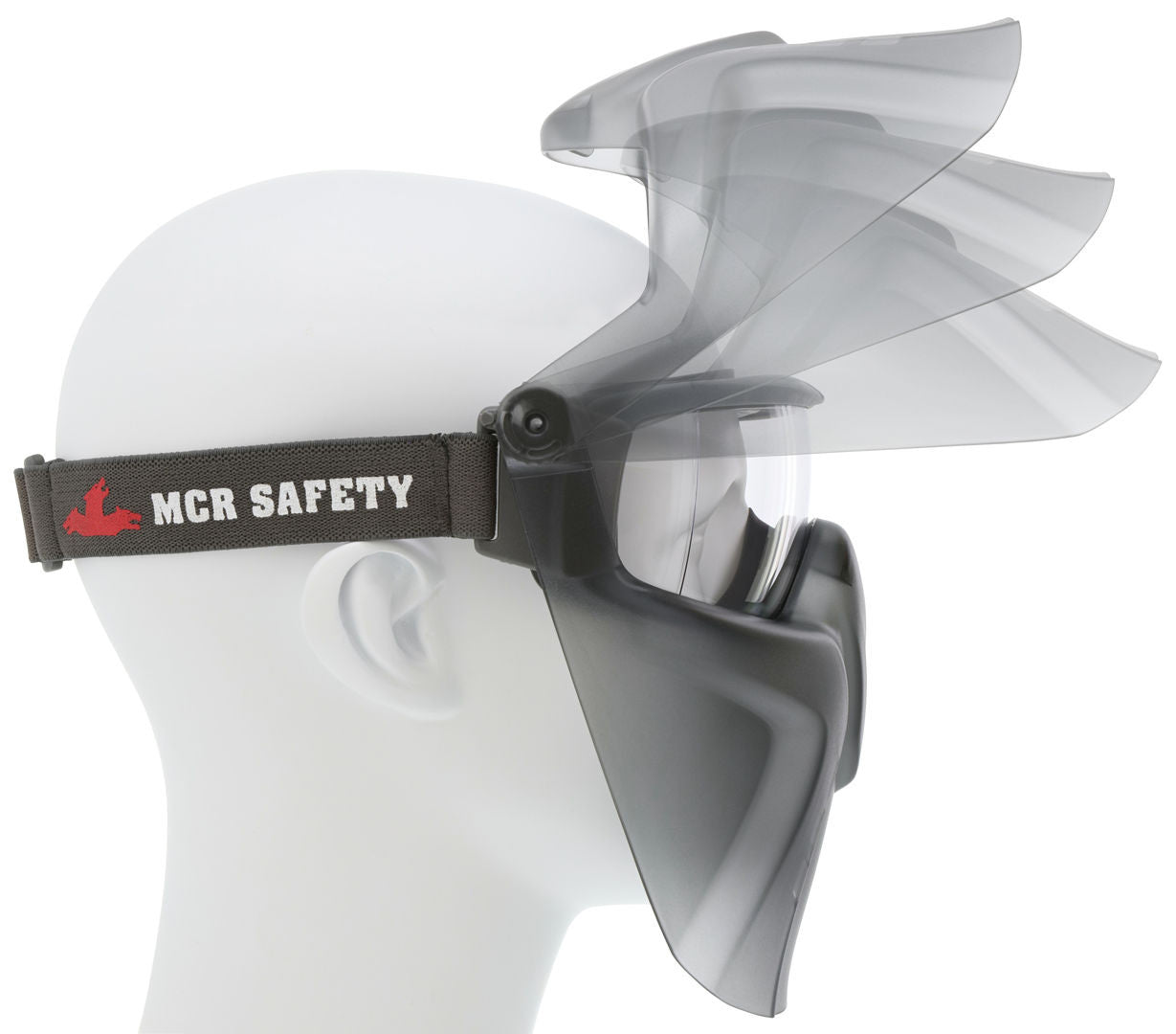 MCR Safety HB4 - Hydroblast­® HB4 Safety Goggles/Face Shield Combo- Clear Lens-Attached Ratcheting Crystal Gray Face Shield-UV-AF® Anti-Fog Coating-Adjustable Elastic Head Band- Dielectric with No Metal Pieces — manufacturer image 3