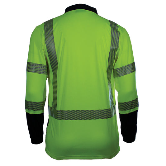 PIP Reflective Apparel 316CT ANSI Type R Class 3 Long Sleeve Polo Shirt with Navy Bottom