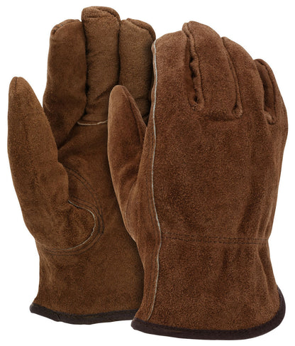 Premium Split Cowhide Driver Gloves, Pile Lined, Keystone Thumb