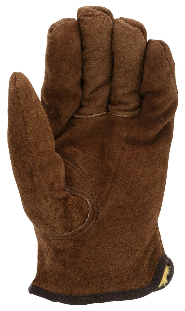 Premium Split Cowhide Driver Gloves, Pile Lined, Keystone Thumb