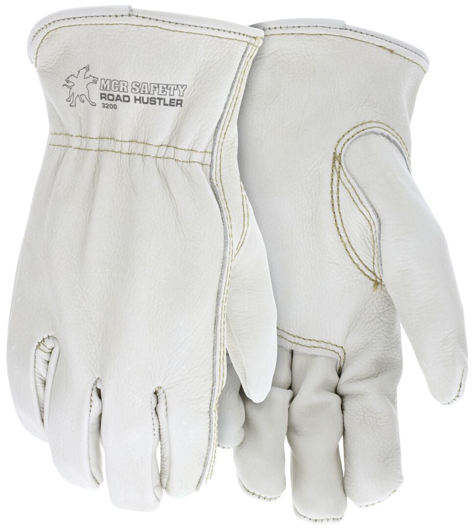 Road Hustler Cowhide Grain Leather Driver Gloves, Keystone Thumb, Premium A+