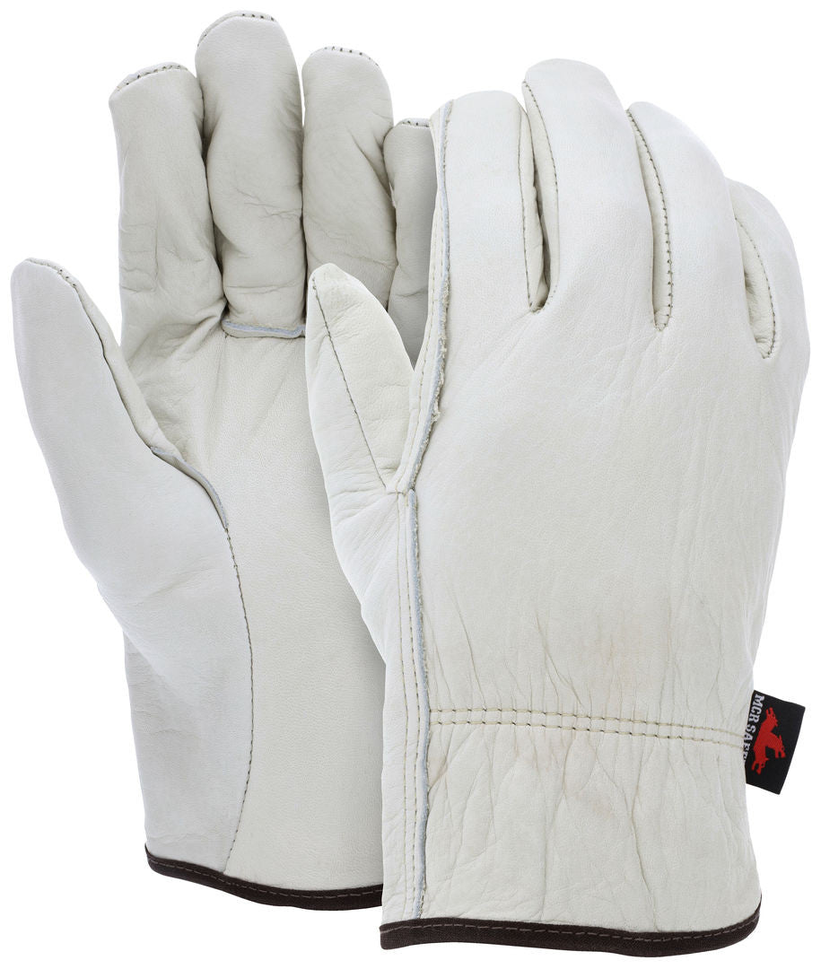 Grain Cowhide Driver Gloves, Select B Grade, Straight Thumb, Slip-On Cuff