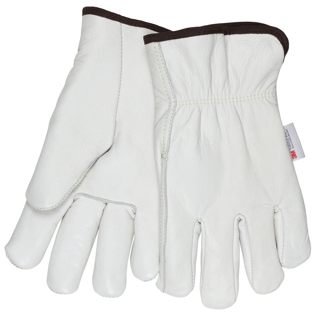 Grain Cowhide Driver Gloves, Thinsulate Insulated, Open Cuff