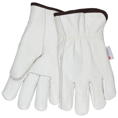Grain Cowhide Driver Gloves, Thinsulate Insulated, Open Cuff