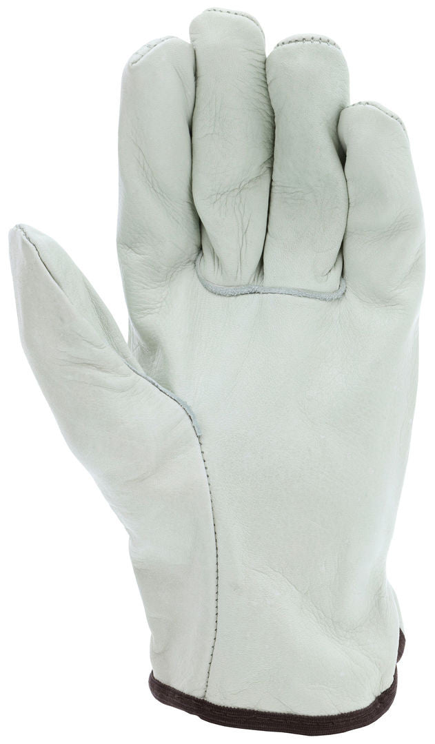 Grain Cowhide Driver Gloves, Unlined, Straight Thumb, Open Cuff