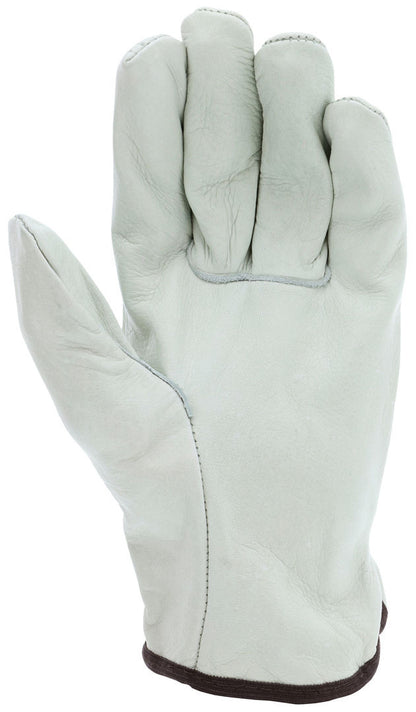 Grain Cowhide Driver Gloves, Unlined, Straight Thumb, Open Cuff