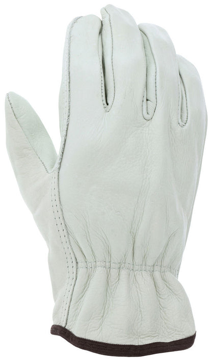 Grain Cowhide Driver Gloves, Unlined, Straight Thumb, Open Cuff