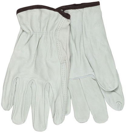 Grain Cowhide Driver Gloves, Unlined, Straight Thumb, Open Cuff