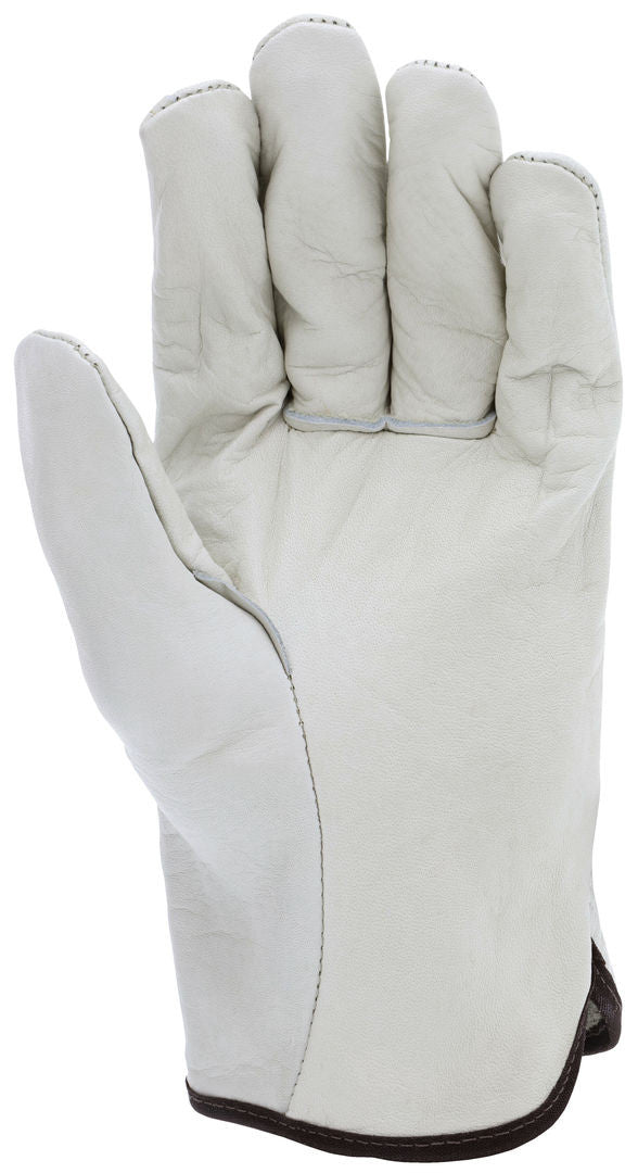 Grain Cowhide Driver Gloves, Select B Grade, Straight Thumb, Slip-On Cuff