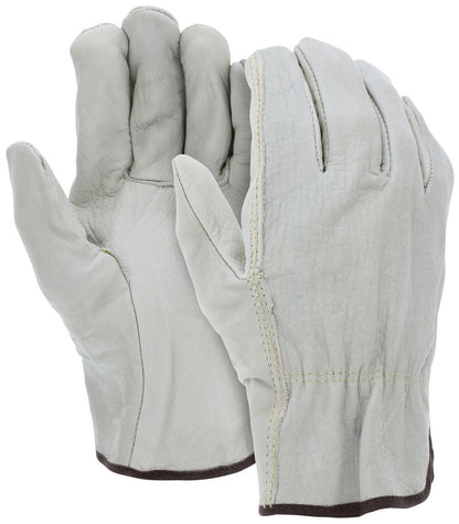 Grain Cowhide Driver Gloves, Unlined, Straight Thumb, Slip-On Cuff