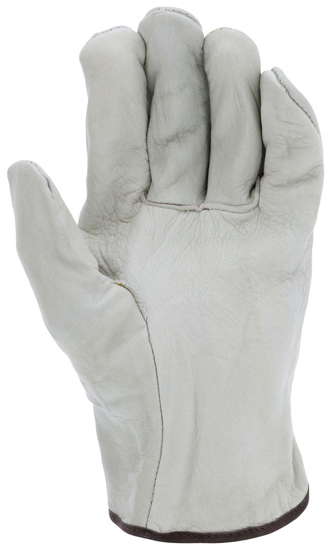 Grain Cowhide Driver Gloves, Unlined, Straight Thumb, Slip-On Cuff