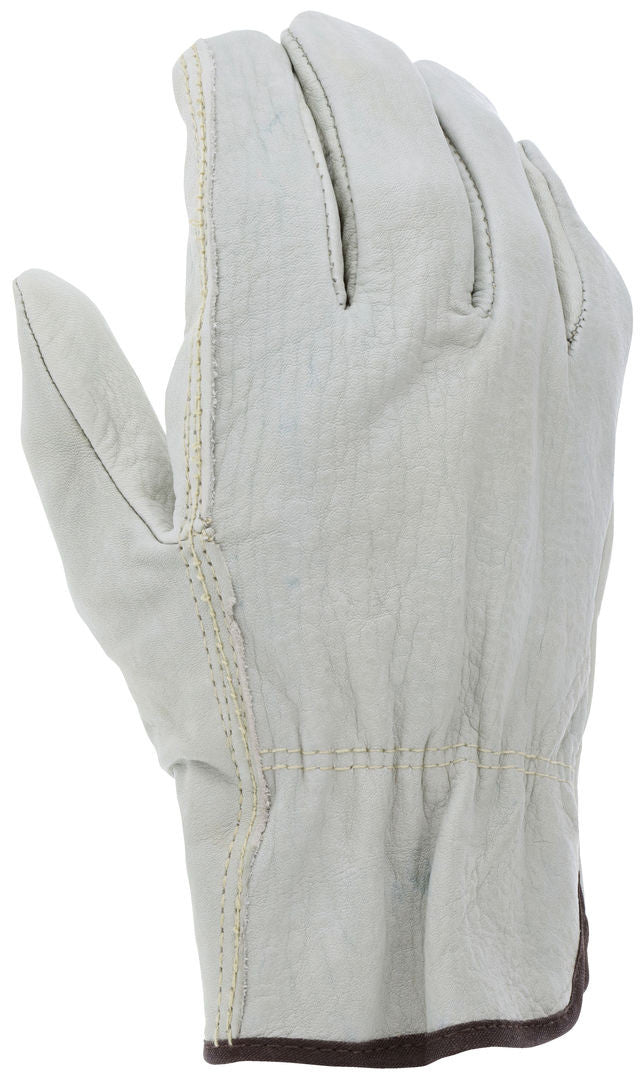 Grain Cowhide Driver Gloves, Unlined, Straight Thumb, Slip-On Cuff